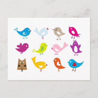 Farbige niedliche Vögel Postkarte