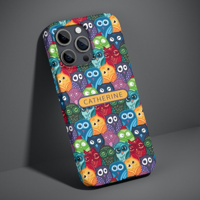 Farbige Niedliche Whimsical Owls Personalisierter  Case-Mate iPhone Hülle (Von Creator hochgeladen)