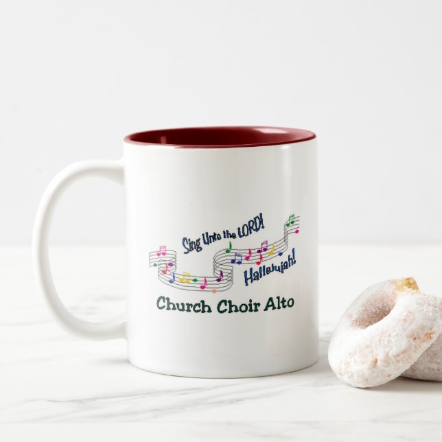 Farbige Noten Chor Alto Tasse (Mit Donut)
