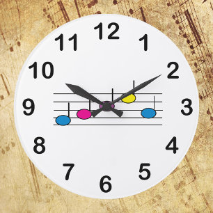 Farbige Notenlinien-Nummern Große Wanduhr