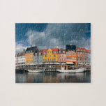 Farbige Nyhavn Wasserfront Kopenhagen Dänemark Puzzle<br><div class="desc">Dieses atemberaubende Puzzle mit Stadttheater besticht durch die wunderschöne Kanalfront von Nyhavn in Dänemark. #nyhavn #jigsawpuzzle #stockingstuffs #games</div>