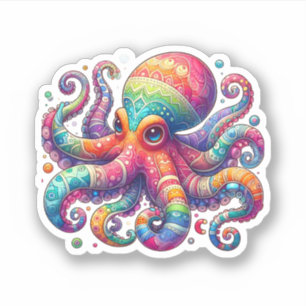 Farbige Octopus Vinyl Sticker