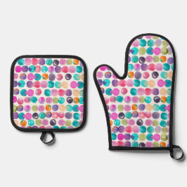 Farbige Ofenhandschuh – Spaßige Wasserfarben-Küche & Topflappen-Set