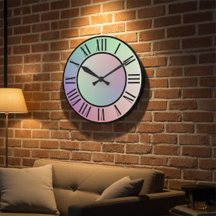 Farbige Ombre-Regenbogen-Pastell- und römische Stu Große Wanduhr