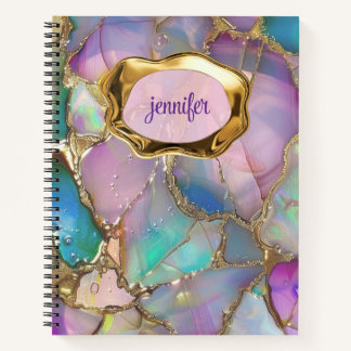 Farbige Opal- und Liquid-Gold-Personalisiert Notizbuch