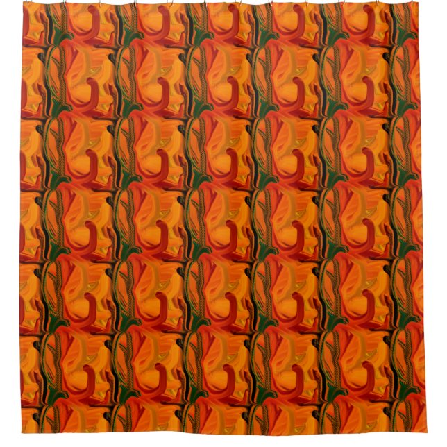 Farbige, orange braune Pinselformen Abstrakt Duschvorhang (Vorderseite)