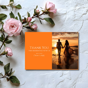 Farbige orange Foto-Hochzeit-Dankeskarten Dankeskarte