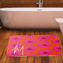 Farbige orange rosa florale Moderne Monogramm