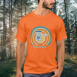 Farbige orangefarbene Retro Disk Golf T-Shirt