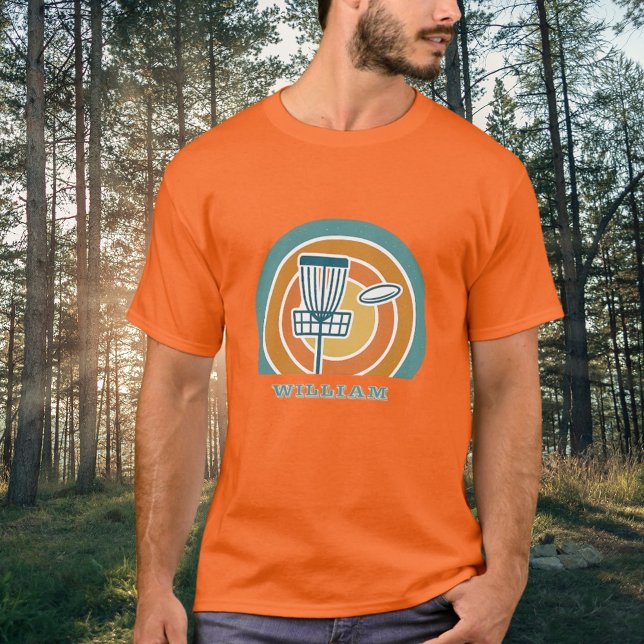 Farbige orangefarbene Retro Disk Golf T-Shirt (Von Creator hochgeladen)