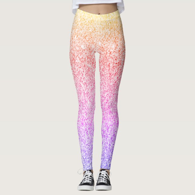 Farbige orangefarbene Rose Rosa Imitate Glitzern L Leggings (Vorderseite)