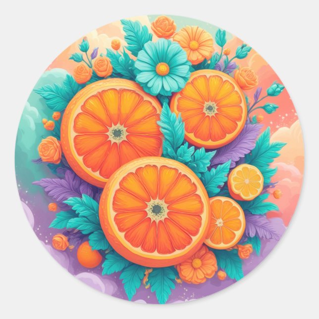 Farbige Orangen Runder Aufkleber (Vorderseite)