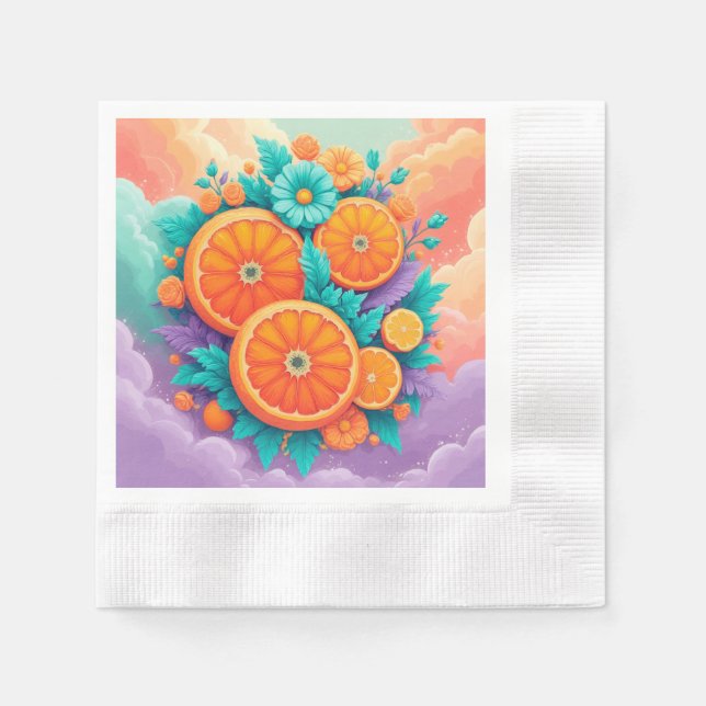 Farbige Orangen Serviette (Vorderseite)