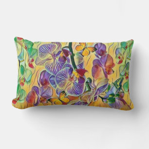 Farbige Orchideen Blume Schmetterlinge Aquarell Lendenkissen