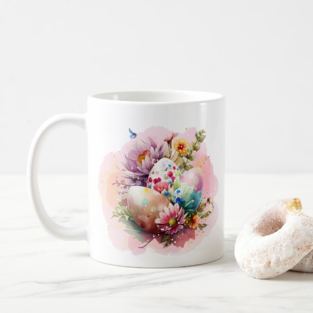 Farbige Ostereier Kaffeetasse (Mit Donut)