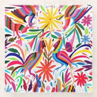 Farbige Otomi-Printmedien, Blumen-/Tiermuster Glasuntersetzer