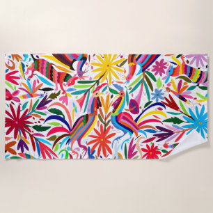 Farbige Otomi-Printmedien, Blumen-/Tiermuster Strandtuch
