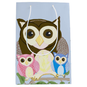 Farbige Owl Medium Geschenktasche Mittlere Geschenktüte
