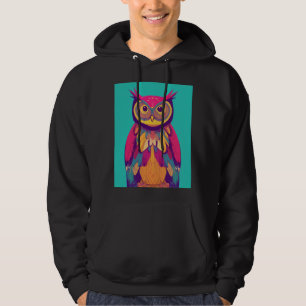Farbige Owl Portrait Illustration - Bright Bird Hoodie