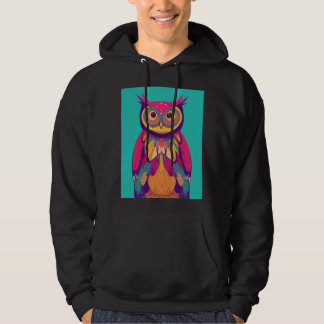 Farbige Owl Portrait Illustration - Bright Bird Hoodie