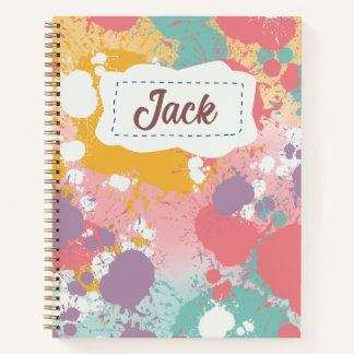 Farbige Paint Spritzer Personalisiert Notizbuch