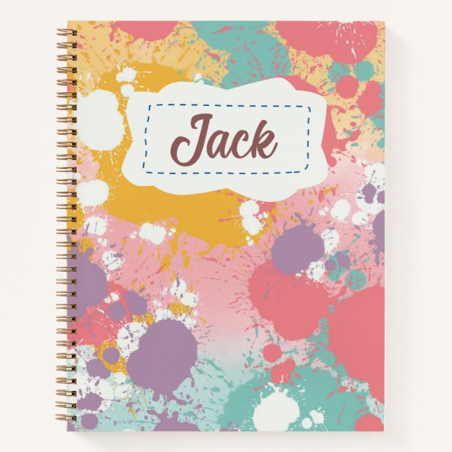 Farbige Paint Spritzer Personalisiert Notizbuch (Vorderseite)
