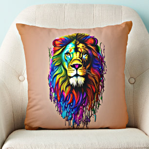 Farbige Paint Tropfen Lion Kissen