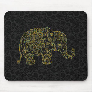 Farbige Paisley-Blumen-Elefanten-Illustration Mousepad