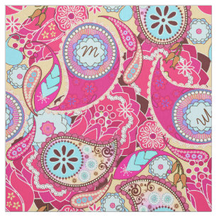 Farbige Paisley Monogram, heißrosa CPM Stoff