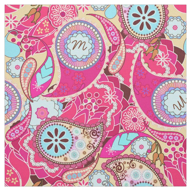 Farbige Paisley Monogram, heißrosa CPM Stoff (Muster)