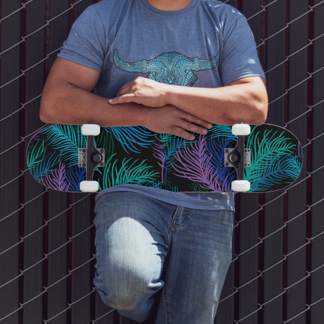 Farbige Palm-Blätter Skateboard (Außenbereich 3)