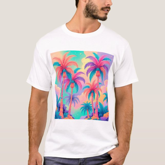 Farbige Palmen T-Shirt (Vorderseite)
