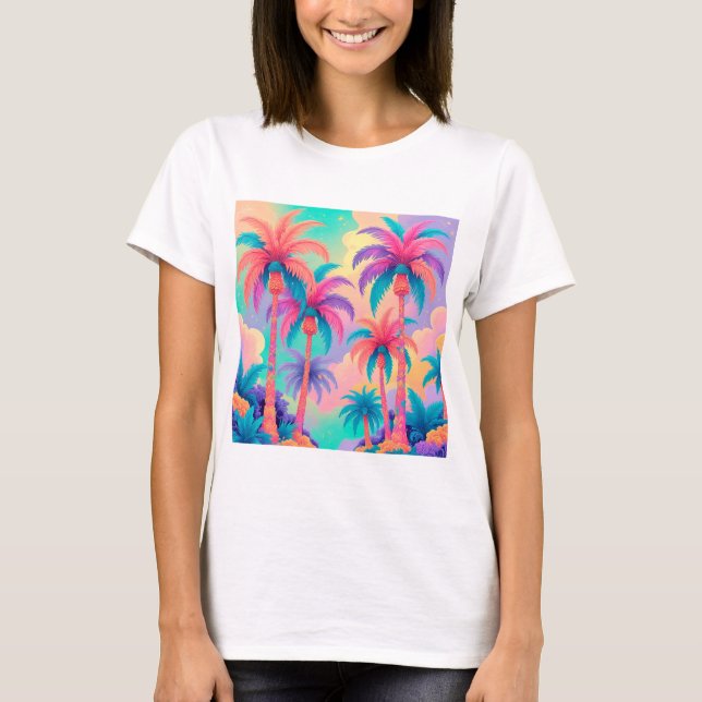 Farbige Palmen T-Shirt (Vorderseite)