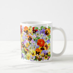 Farbige Pansy Collage Kaffeetasse