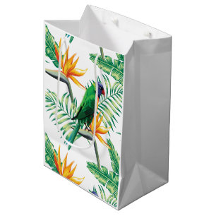 Farbige Papagei- und Blume-Muster Mittlere Geschenktüte