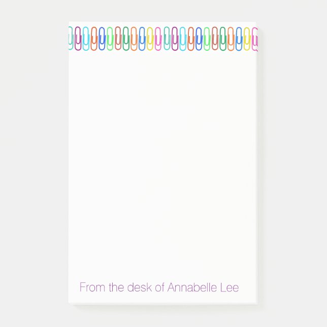 Farbige Paperclips Post-it Klebezettel (Vorderseite)