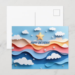 Farbige Papercut Feuerwerke Geburtstag Postkarte