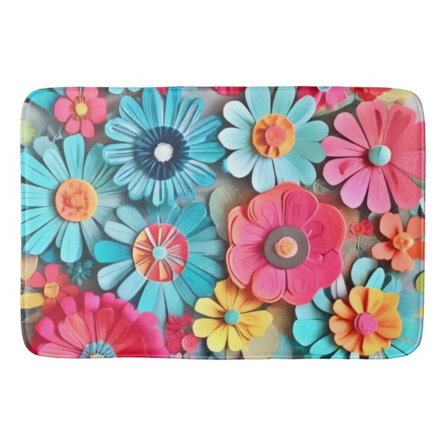 Farbige Papier Blumenkunst Badematte (Vorderseite)