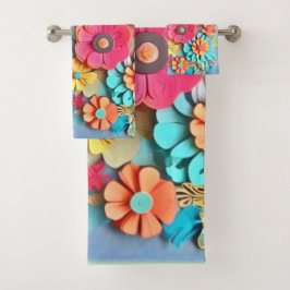 Farbige Papier Blumenkunst Badhandtuch Set
