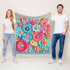 Farbige Papier Blumenkunst Fleecedecke