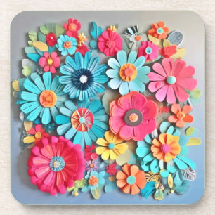 Farbige Papier Blumenkunst Getränkeuntersetzer