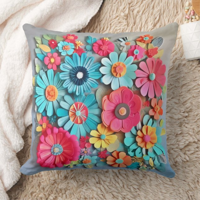 Farbige Papier Blumenkunst Kissen (Decke)