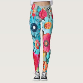 Farbige Papier Blumenkunst Leggings