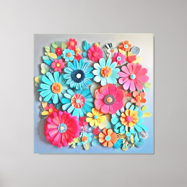Farbige Papier Blumenkunst Leinwanddruck (Vorderseite)