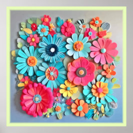 Farbige Papier Blumenkunst Poster