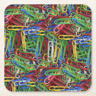 Farbige Papierklammern Rechteckiger Pappuntersetzer