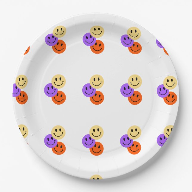 Farbige Papiertafel für Smiley - Party-Tabelle für Pappteller (Vorderseite)