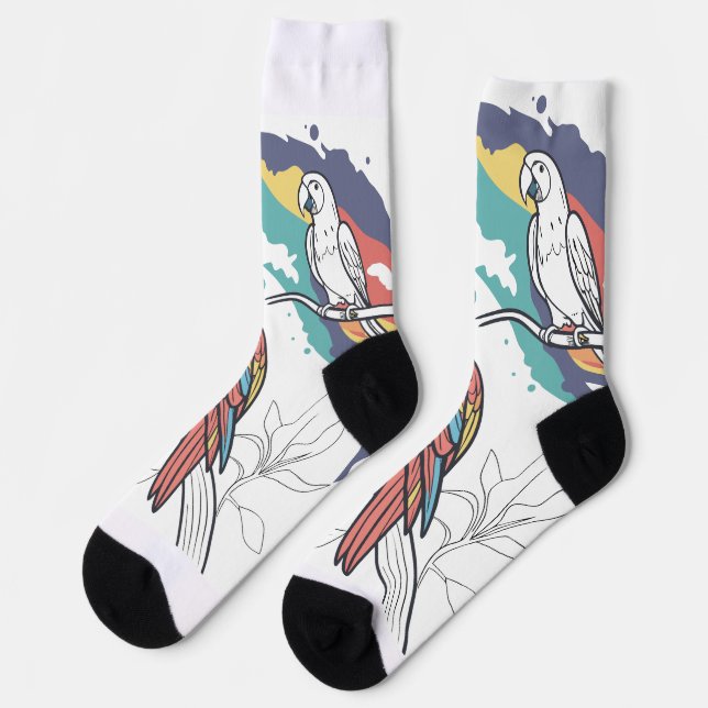Farbige Parrot-Graphic-Socken Socken (Linkes Detail)