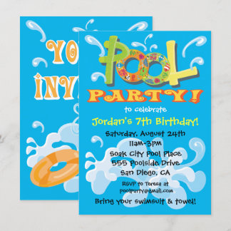 Farbige Party Einladungen am Pool