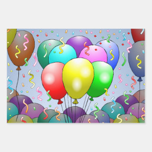 Farbige Partyballons Geschenkpapier Set